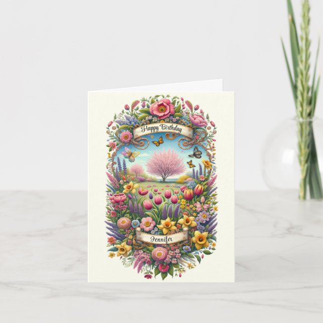 Vår födelsedagskort för henne Lägg till Namn Hälsn Helgkort (Framsida)