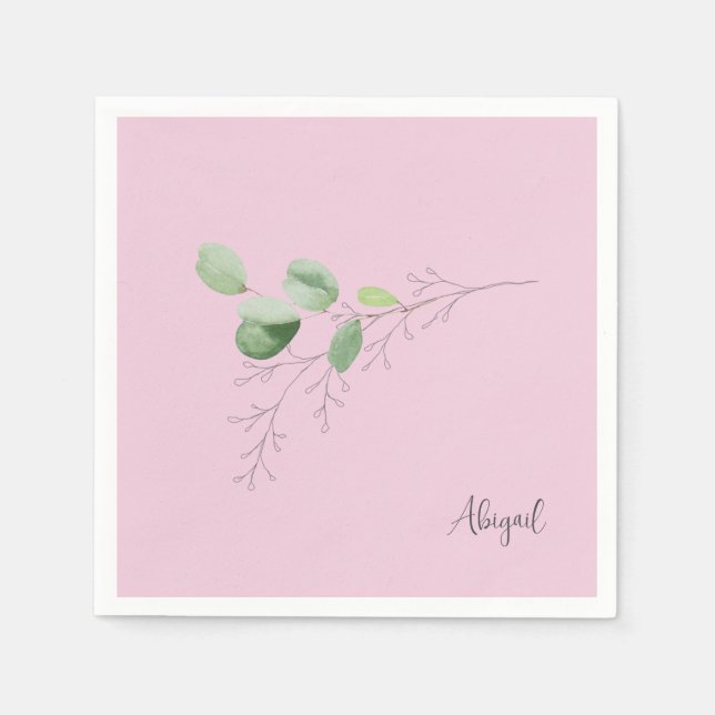 Vår Foliage Rosa Anpassningsbar Pappersservett (Framsidan)