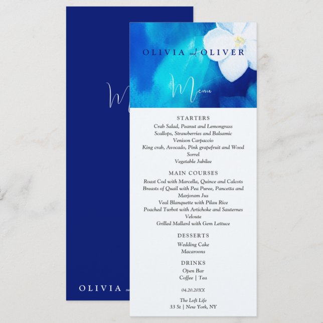 Vår Fonness Bröllop Menu Meny (Fram/baksida)