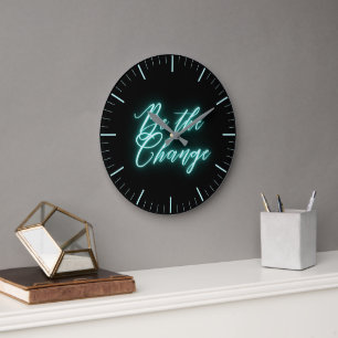 Var förändringen i Neon Aqua Stor Klocka