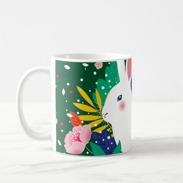Vår Forest Flower White Bunny Coffee Mugg (Vänster)