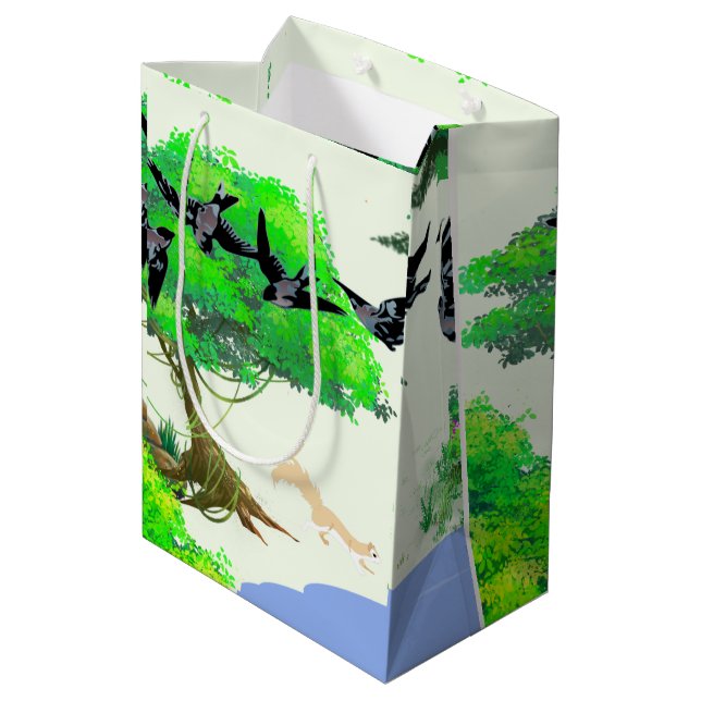 Vår Forest Life with Birds and Squirrel - Natur (Baksidan Vinklad)