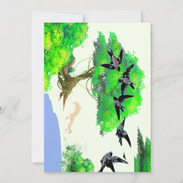 Vår Forest Life with Birds and Squirrel - Natur Inbjudningar