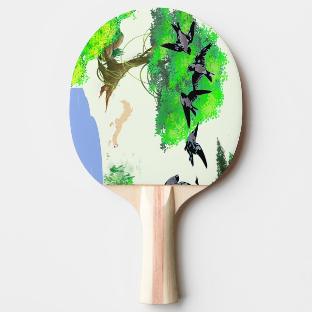 Vår Forest Life with Birds and Squirrel - Natur Pingisracket (Framsidan)