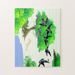 Vår Forest Life with Birds and Squirrel - Natur Pussel