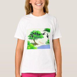 Vår Forest Life with Birds and Squirrel - Natur T Shirt
