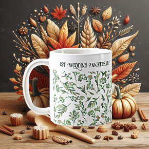 Vår Forest Löv Vild blommor Cute-årsdagen Kaffemugg