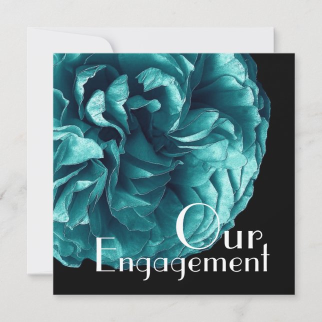 Vår Förlovning - Elegant Aqua Blue Ro Inbjudningar (Framsida)