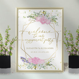 Vår Förlovningsfest Välkomstskylt med Vilda Blommo Poster
