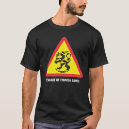 Var försiktig för finska lejon Mörk T-shirt