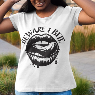 Var försiktig med Bita - Vampire Läppar Halloween T Shirt