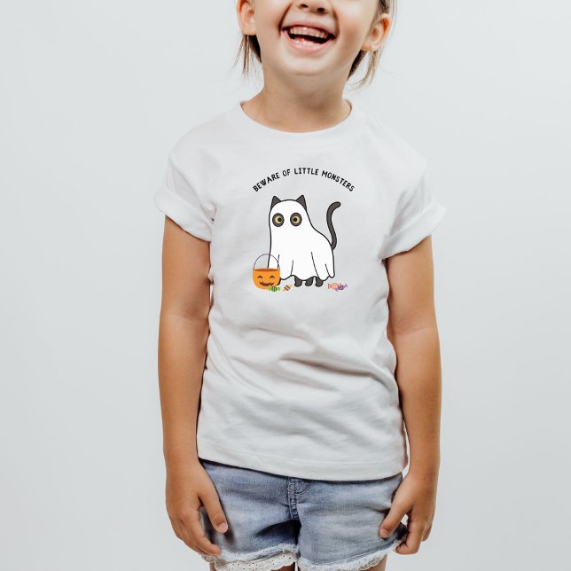 Var försiktig med Black Cat Ghost, små monster T Shirt (Skapare uppladdad)