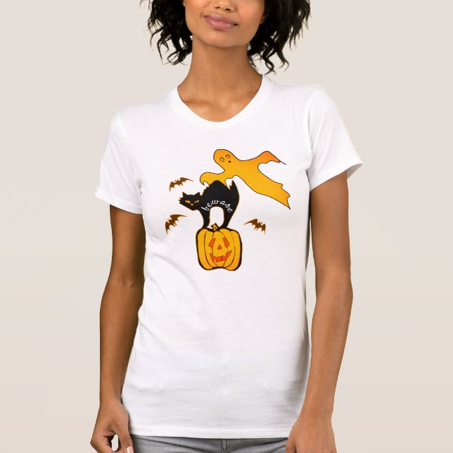 Var försiktig med Cat Halloween Shirt - Crazy Cat  T (Framsida)