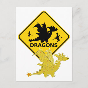 Var försiktig med Cute Tecknad Dragon-vykort Vykort