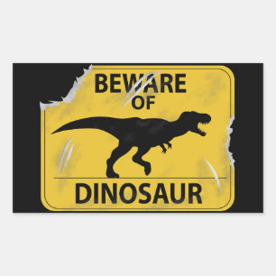 Var försiktig med Dinosaur (skadad) Rektangulärt Klistermärke