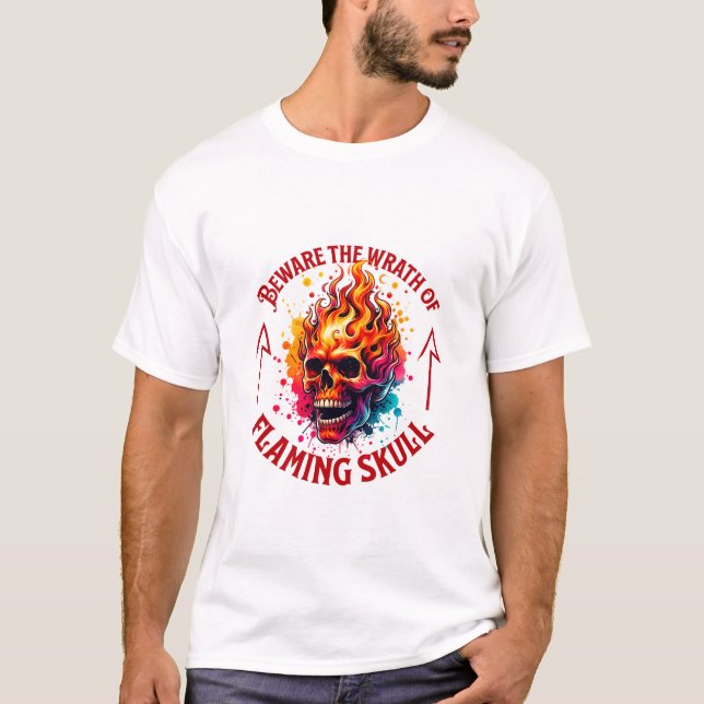 Var försiktig med flamskalle t shirt (Framsida)