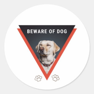 Var försiktig med hund Sticker Runt Klistermärke
