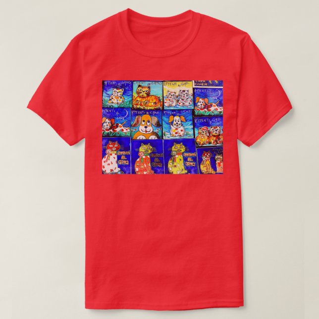 Var försiktig med katt eller Hund T Shirt (Design framsida)