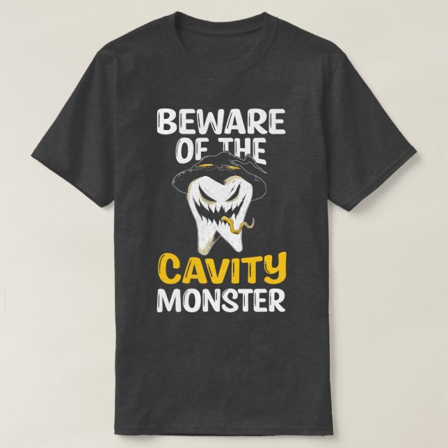 Var försiktig med klostret Halloween Tooth Oral T Shirt (Design framsida)