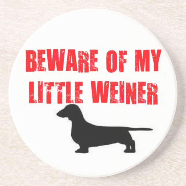 Var försiktig med Little Weiner Hund Underlägg (Framsidan)