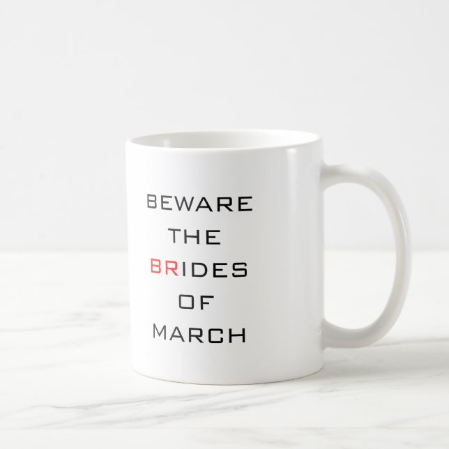 Var försiktig med Marchs brudar Roligt bröllop Kaffemugg (Höger)