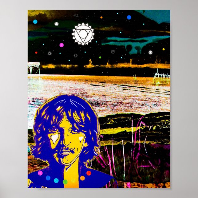 "Var försiktig med mörker" George Harrison Art Skr Poster (Framsidan)