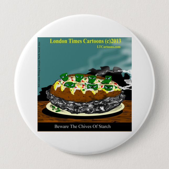 Var försiktig med potatiskycklingar knapp (Framsida)