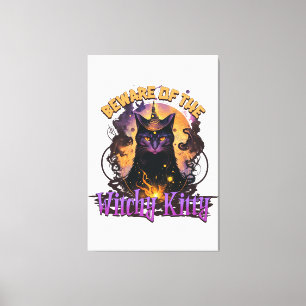 Var försiktig med Witchy Kattunge Item för Hallowe Canvastryck