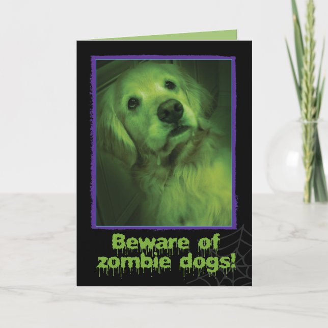 Var försiktig med Zombie Hundar Golden Retriever H Kort (Framsida)