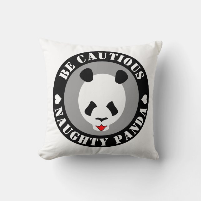 Var försiktig Naught Panda Kudde (Framsida)