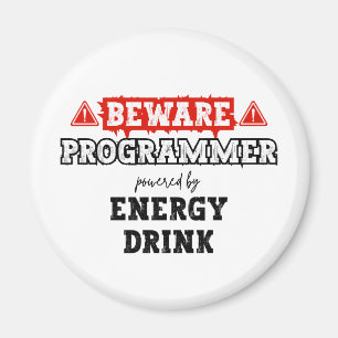 Var försiktig: Programmer med energidryck Kod Magnet