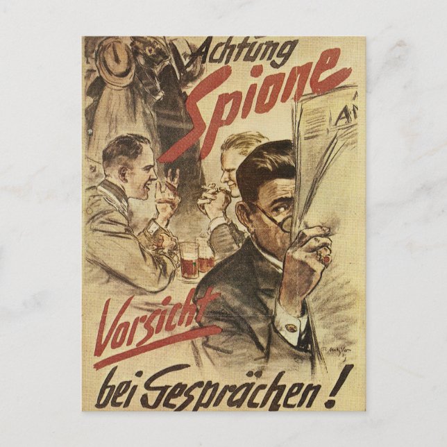 Var försiktig - spioner poster vykort (Framsida)