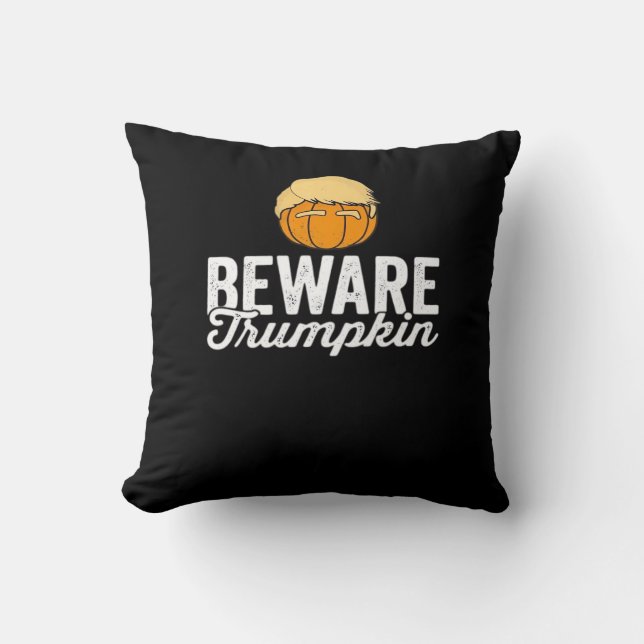 Var försiktig Trumpkin Funny PolisHalloween Kudde (Framsida)