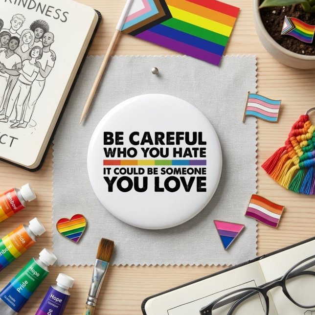 Var försiktig vem du hatar Rainbow Ally Citat Knapp (Skapare uppladdad)