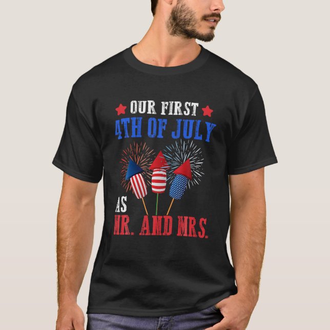 Vår första 4 juli som Patriot Couple Hus T Shirt (Framsida)