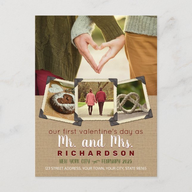 Vår första Alla hjärtans dag som Mr & Mrs. Dina fo Helg Vykort (Framsida)