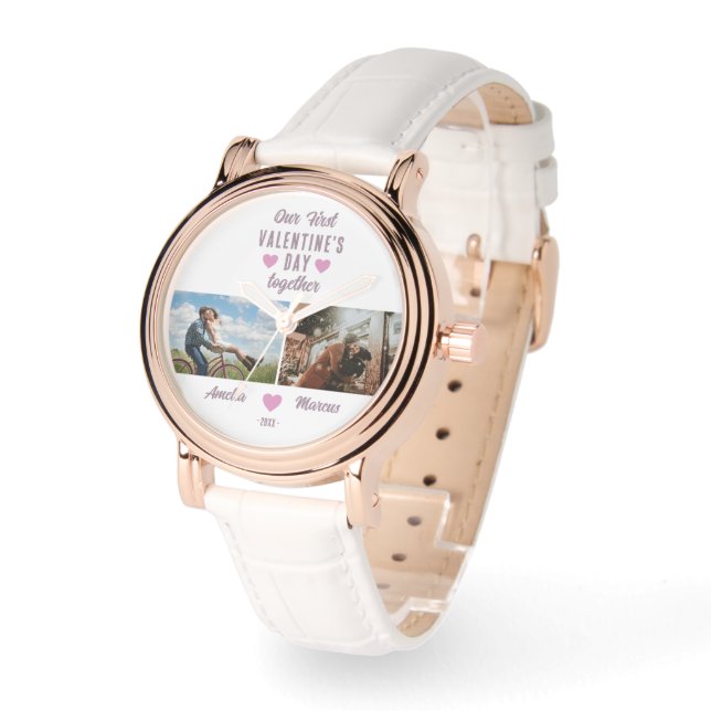 Vår första Alla hjärtans dag tillsammans 2 foton Armbandsur (Vinkel)