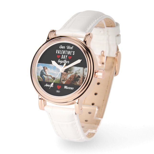 Vår första Alla hjärtans dag tillsammans 2 foton s Armbandsur (Vinkel)