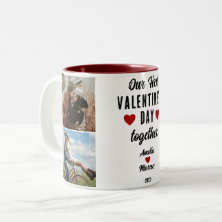 Vår första Alla hjärtans dag tillsammans Heart 2-f Två-Tonad Mugg