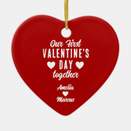 Vår första Alla hjärtans dag tillsammans lite röd Julgransprydnad Keramik