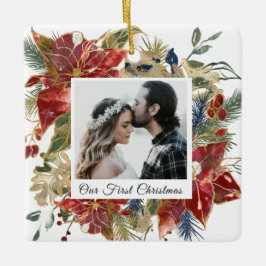 Vår första Blommigt för Elegant av julfoto Julgransprydnad Keramik