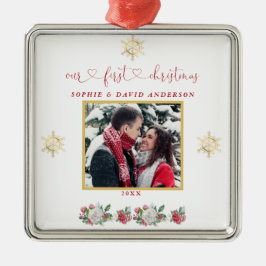 Vår första Blommigt i julafton, Softesfoto Bröllop Julgransprydnad Metall