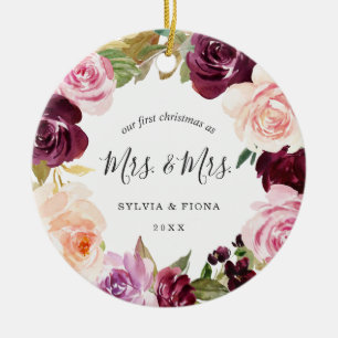 Vår första Blommigt i jultomten - Lesbisk Julgransprydnad Keramik