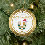 Vår första Chrismukah, Hanukkah Julgransprydnad Keramik<br><div class="desc">Vår första Chrismukah,  Hanukkah-prydnad</div>