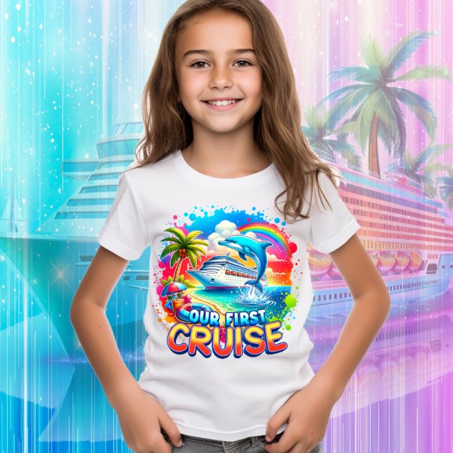 Vår första Cruise Frakt Dolphin Rainbow T Shirt (Skapare uppladdad)