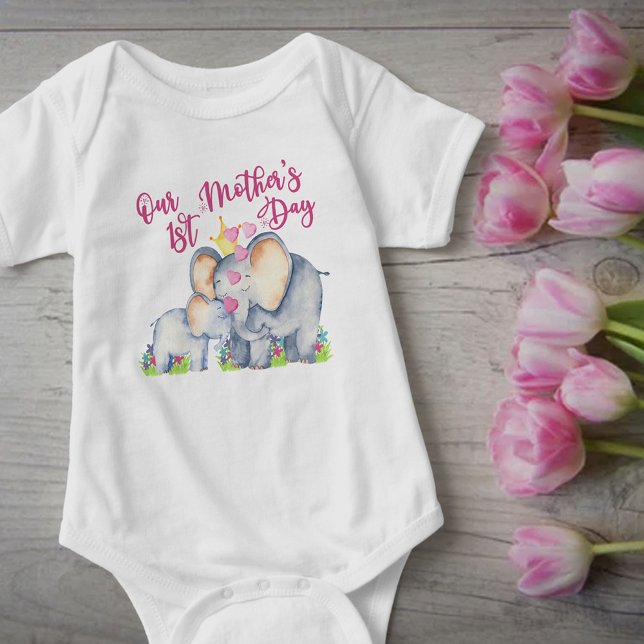 Vår första elefant Mors dag Mamma och Baby T Shirt (Skapare uppladdad)