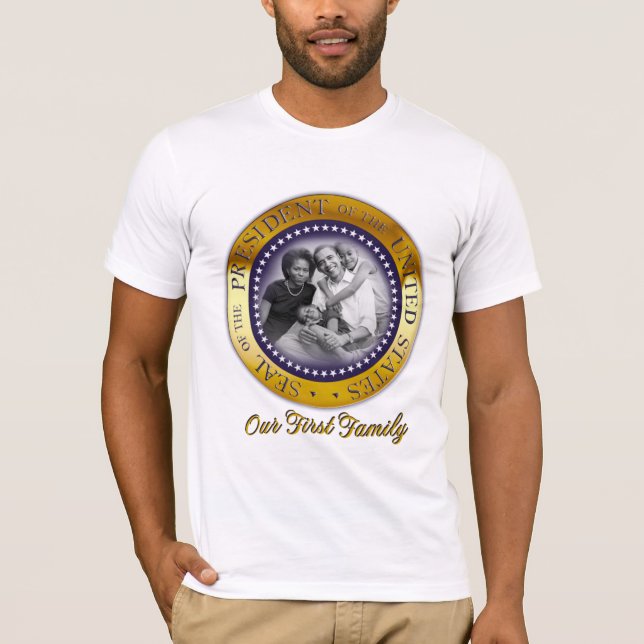 Vår första familj, president Barack Obama Tee Shirt (Framsida)