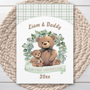 Vår första Fars dag Cute Bears Boy Julkort