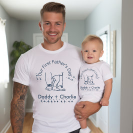 Vår första Fars dag, Far/baby, som står på vår sid T Shirt