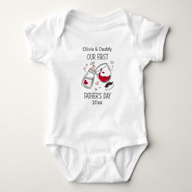 Vår första Fars dag-funy Cheers Flicka T Shirt (Framsida)